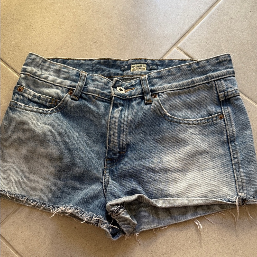 Pull & Bear Faded Blue Jean Shorts